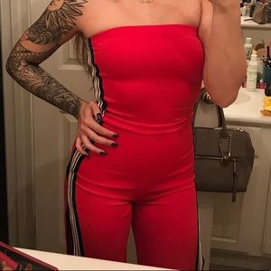 Fashion nova red jumpsuit w side split legs